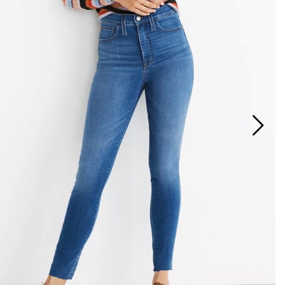 Madewell 10" High-Rise Skinny Blue jeans Raw Hem - Picture 2 of 10